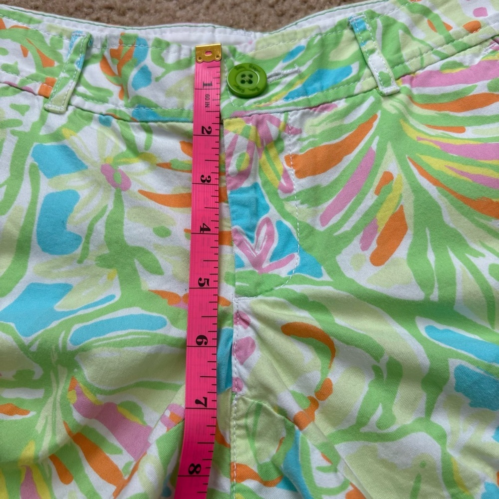 LILLY PULITZER Buttercup Shorts Shorley Blue Double Trouble Hem Sz 0 - Picture 9 of 9